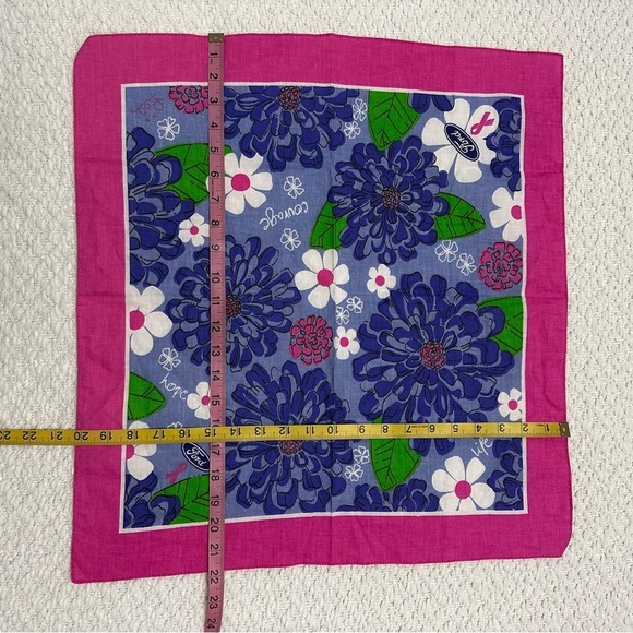 LILLY PULITZER x FORD Breast Cancer Awareness Cotton Square Scarf - Picture 5 of 8